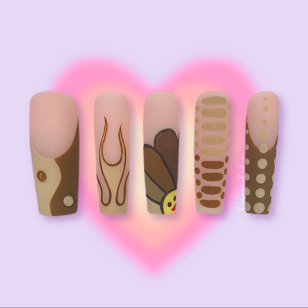 ✨🤎BROWN MASH UP PRESS ON NAILS🤎✨
